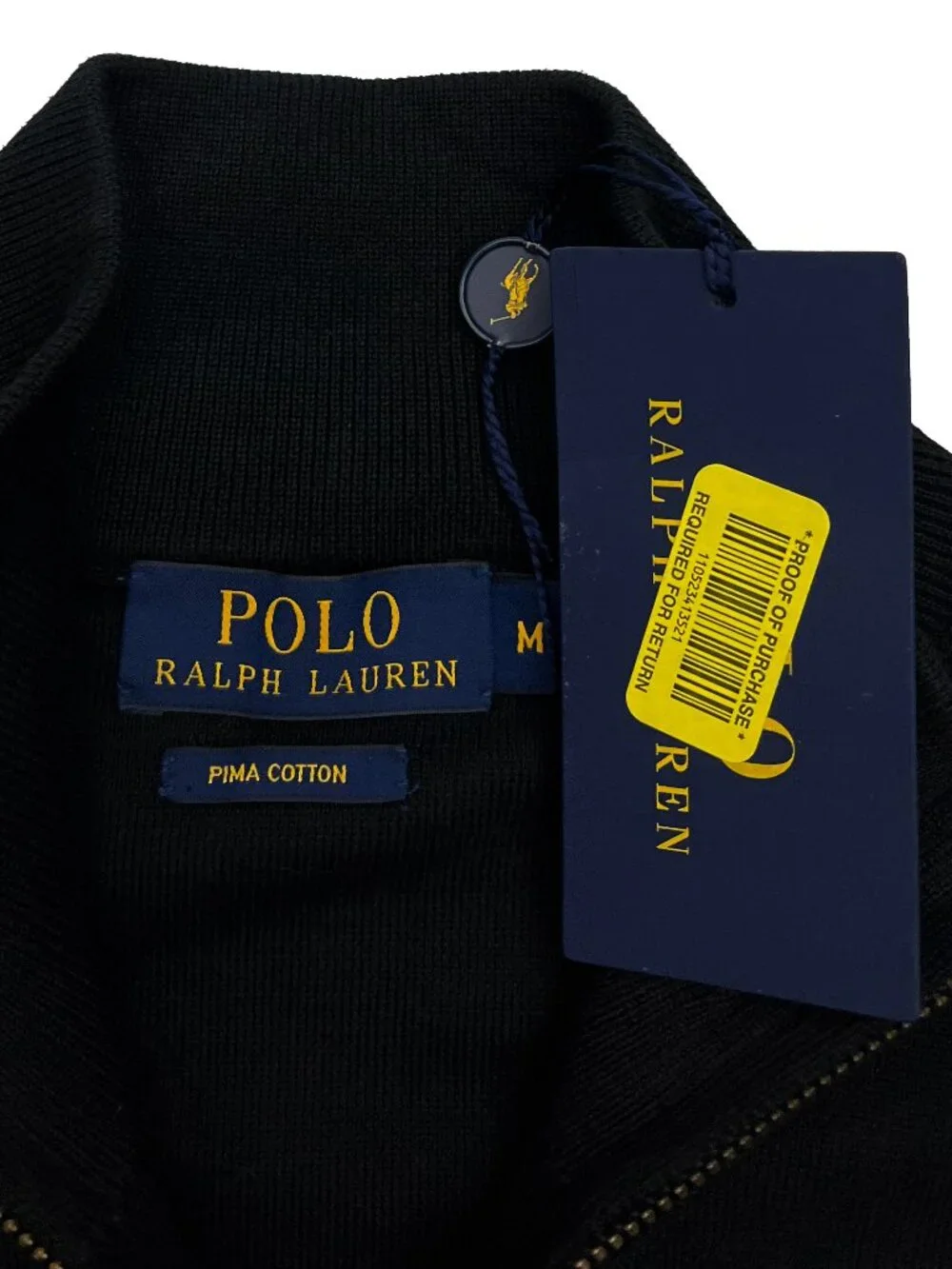 Polo Ralph Lauren NEW NWT Sweater Vest Black 1/4 Zip Pima Mens M purple logo